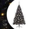 vidaXL Dirbtinis prie&scaron;&scaron;ventinis eglutė su &scaron;viesomis Juoda 180 cm PVC