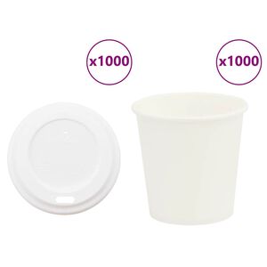 vidaXL popieriniai kavos puodeliai su dangteliais 1000 vnt 4oz 100ml