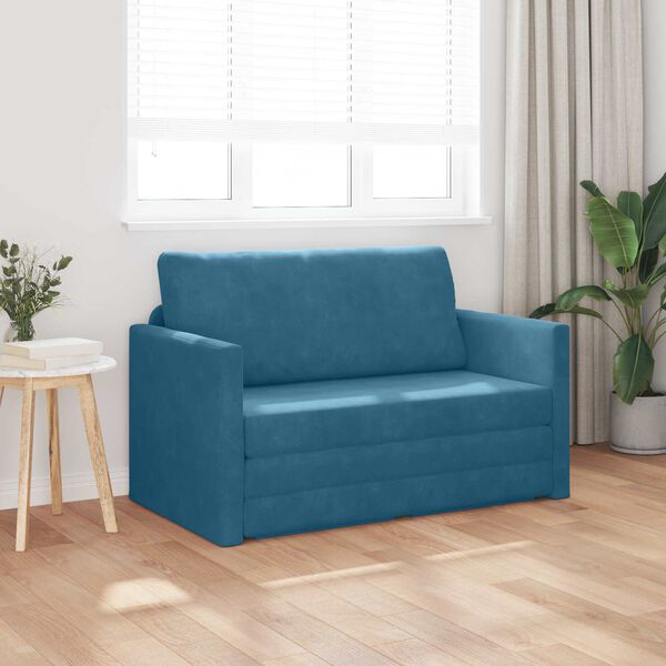 vidaXL Sofa lova 110cm Mėlyna Aksomas