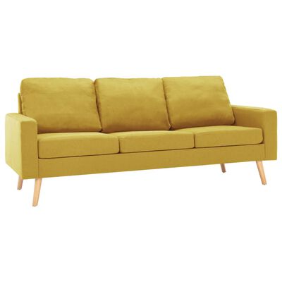 vidaXL Trivietė sofa, geltonos spalvos, audinys
