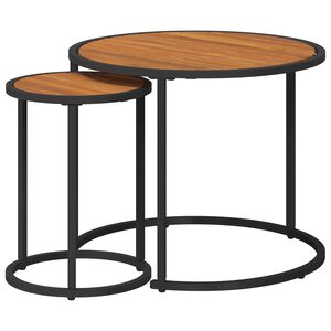 vidaXL Kavos staliuko komplektas 2 pcs Kietos akacijos mediena