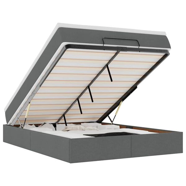 vidaXL Osmanų lova su čiužiniu, pilkas, 140x190cm, audinys