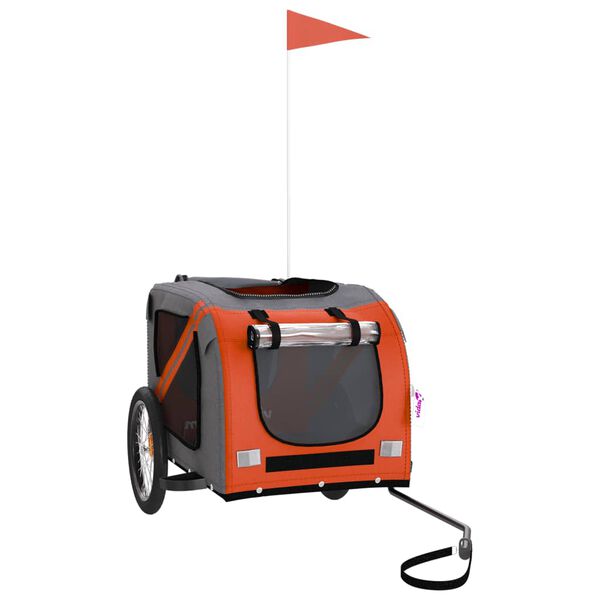 vidaXL Dviračio priekaba augintiniams, oranžinė/juoda, audinys/geležis