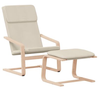 vidaXL Poilsio kėdė su pakoja, kreminės spalvos, audinys