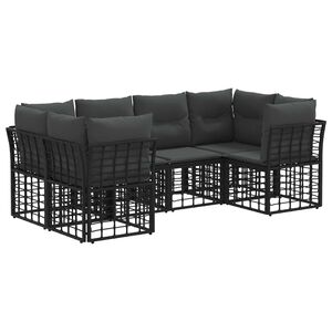 vidaXL Lauko sofos komplektas 6 vnt. 6 vietos Juoda Poliesteris