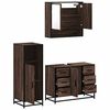 vidaXL Vonios baldų komplektas, 3 dalių, rudas ąžuolo, mediena