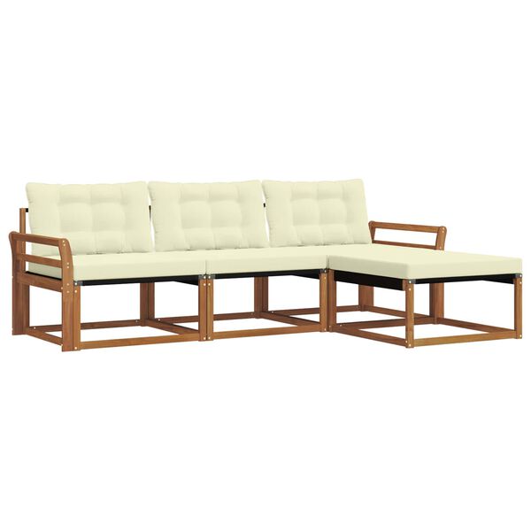 vidaXL Lauko sofos komplektas su pagalve 4 pcs Natūralus ir grietinėlė