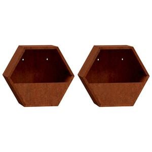 vidaXL Sieniniai loveliai, 2vnt., rūdžių, 30x10x25cm, Corten plienas