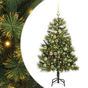 vidaXL Dirbtinis sulankstomas kalėdų medis su kankorėžiais 120 cm