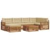 vidaXL Lauko sofos komplektas su pagalve 7 pcs Natūralus ir bežinis
