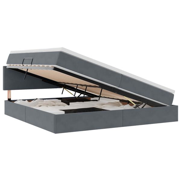 vidaXL Saugos lova su čiužiniu Tamsiai pilka 200 x 200 cm Aksomas