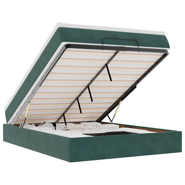 vidaXL Osmanų lova su čiužiniu Tamsiai žalias 140x200cm Velvet