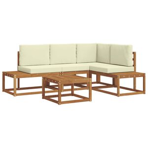 vidaXL Lauko sofos komplektas 5 Vienetas Natūralus ir grietinėlė