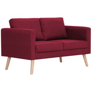 vidaXL Dvivietė sofa, vyno raudonos spalvos, audinys