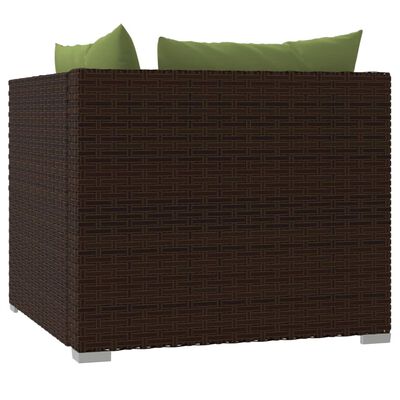vidaXL Dvivietė sofa su pagalvėlėmis, rudos spalvos, poliratanas