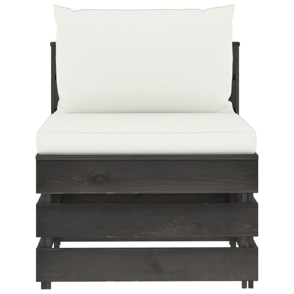 vidaXL Modulinė vidurinė sofos dalis su pagalvėlėmis, mediena