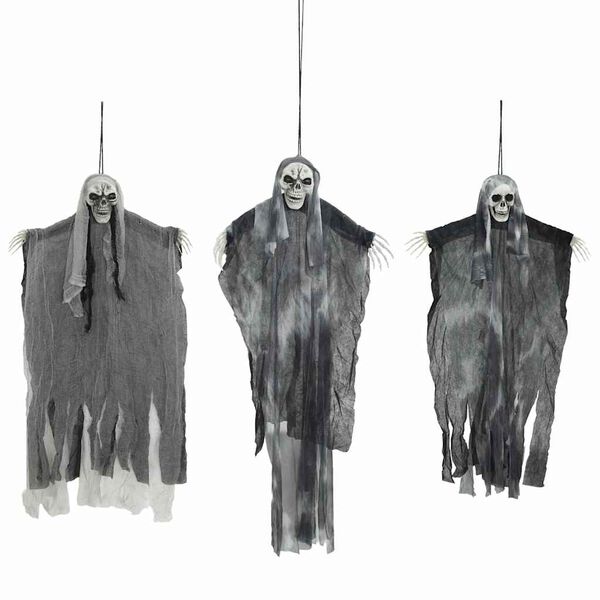 vidaXL Helovino Kabančios Ghost 3 pcs Juoda 66 x 110 cm Poliesteris