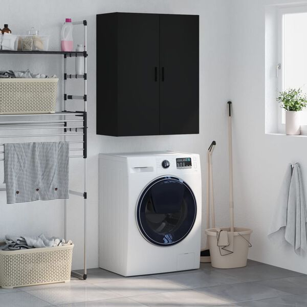 vidaXL Prie sienos montuojama spintelė, juodos spalvos, 69,5x34x90cm