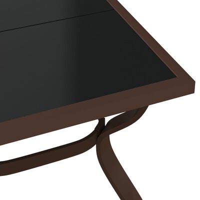 vidaXL Sodo stalas, rudas ir juodas, 180x80x70cm, plienas ir stiklas