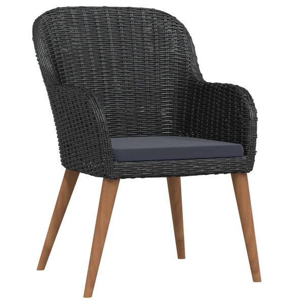 vidaXL Sodo valgomojo komplektas su pagalvėlėmis, 3 dalių, juodas