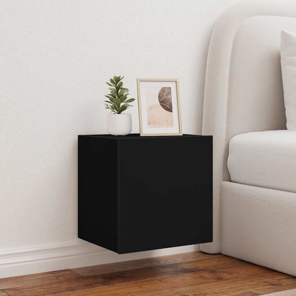 vidaXL Sieninė TV spintelė su LED lemputėmis, juoda, 40,5x35x40cm