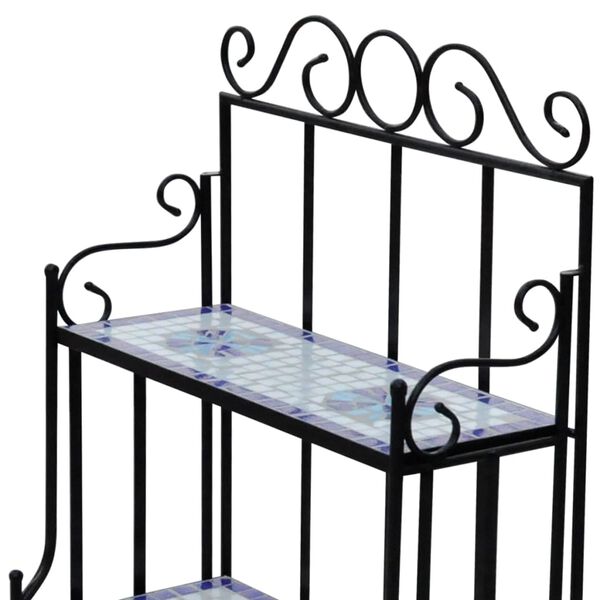 Stovas augalams, mėlynos ir baltos spalvos mozaikiniai raštai