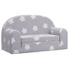 vidaXL Vaiki&scaron;ka dvivietė sofa-lova, pilka, pliu&scaron;as, su žvaigždėmis