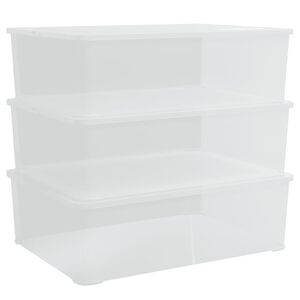 vidaXL Plastikinės daiktadėžės, 3vnt., 25l, sukraunamos