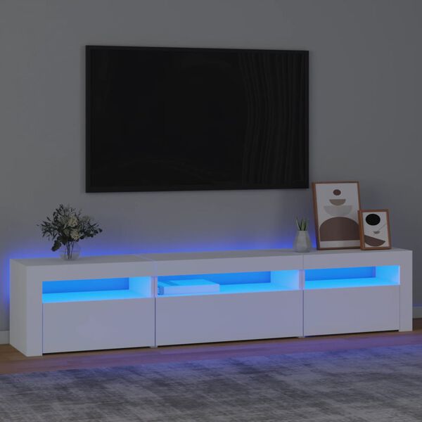 vidaXL Televizoriaus spintelė su LED apšvietimu, balta, 195x35x40cm