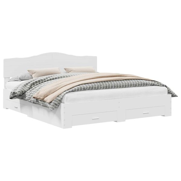 vidaXL Lovos rėmas su galvūgalio Balta 200 x 200 cm Apdirbta mediena