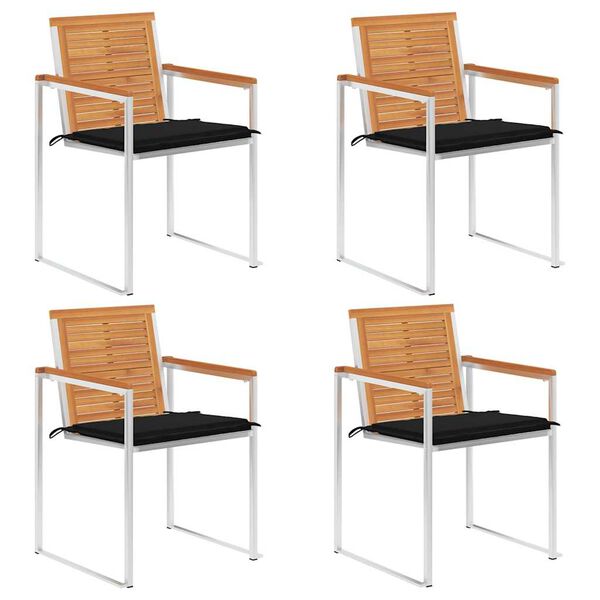 vidaXL Sodo kėdės su pagalvėlėmis, 4vnt., akacijos medienos masyvas