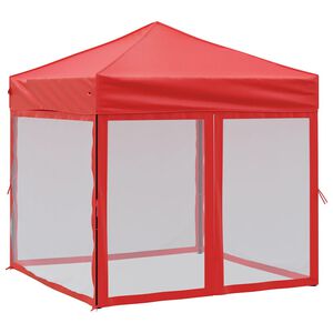 vidaXL Proginė palapinė su &scaron;oninėmis sienomis, raudona, 2x2m
