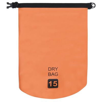 vidaXL Vandeniui atsparus krepšys, oranžinės spalvos, PVC, 15l