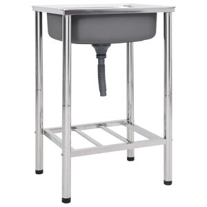 vidaXL Stovyklavimo praustuvas, nerūdijantis plienas, vienas dubuo