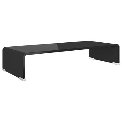 vidaXL TV stovas/monitoriaus pakyla, juodas stiklas, 60x25x11 cm
