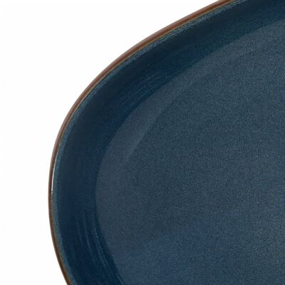 vidaXL Praustuvas, rudas ir mėlynas, 59x40x14cm, keramika, ovalus
