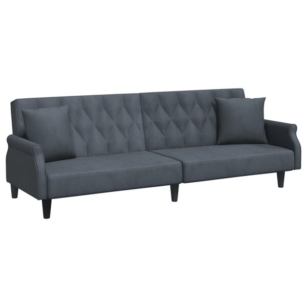 vidaXL Sofa-lova su porankiais, tamsiai pilkos spalvos, aksomas