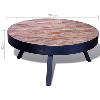 vidaXL Kavos staliukas, apvalus, perdirbta tikmedžio mediena