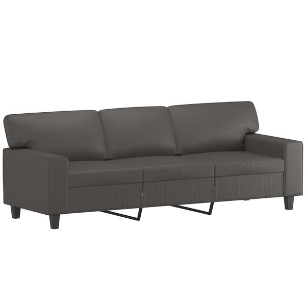 vidaXL Trivietė sofa su pagalvėmis, pilka, 180cm, dirbtinė oda