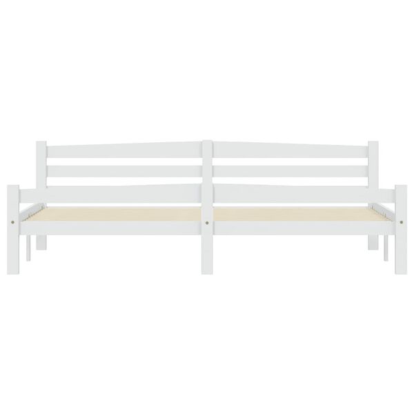 vidaXL Lovos rėmas, baltos spalvos, 200x200cm, pušies medienos masyvas