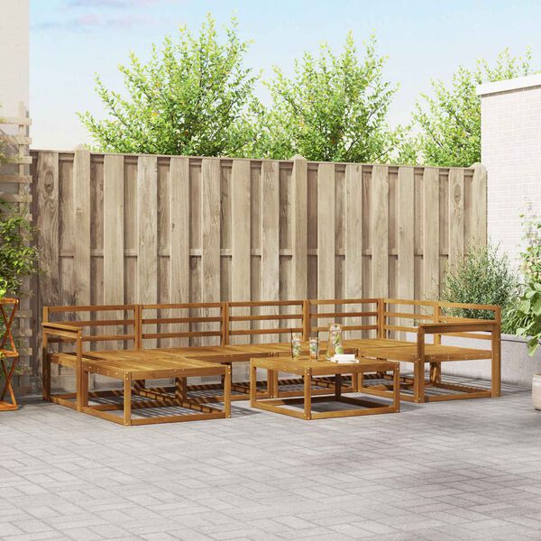 vidaXL Lauko sofos komplektas 7 pcs Natūrali Kietos akacijos mediena