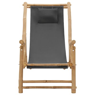 vidaXL Terasos kėdė, tamsiai pilkos spalvos, bambukas ir drobė