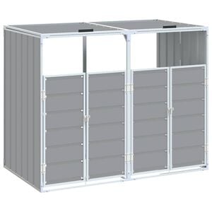 vidaXL Stoginė dviems konteineriams, pilka, 144x81x113cm, plienas