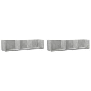 vidaXL Sieninės spintelės, 2vnt., betono pilkos, 75x18x16,5cm, mediena