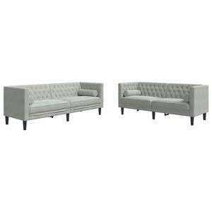 vidaXL Svetainės sofa 2 vnt. &Scaron;viesiai pilka Aksomas
