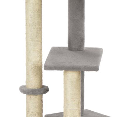vidaXL Draskyklė katėms su stovu iš sizalio, pilkos spalvos, 125 cm