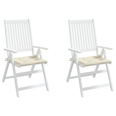 vidaXL Sodo kėdės pagalvėlės, 2vnt., kreminės, 50x50x3cm, audinys