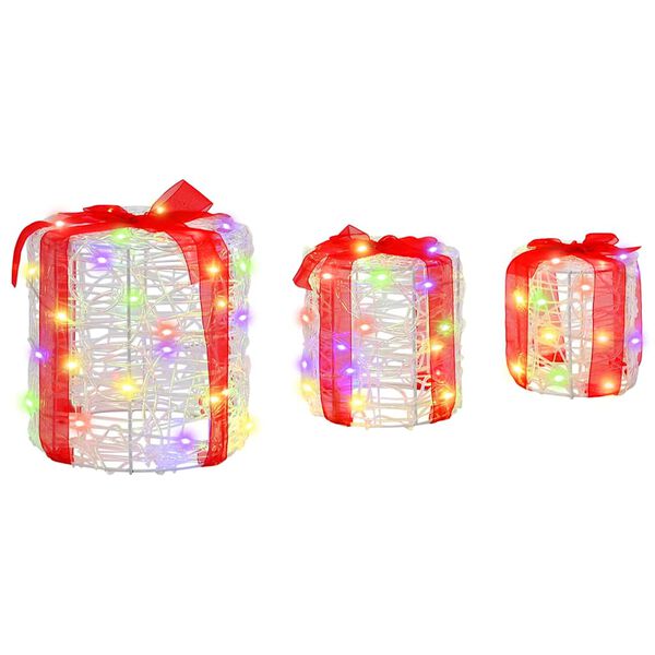 vidaXL Dovanos Dėžutės Dekoracija 3 pcs spalvingas 20 x 20 x 21 cm