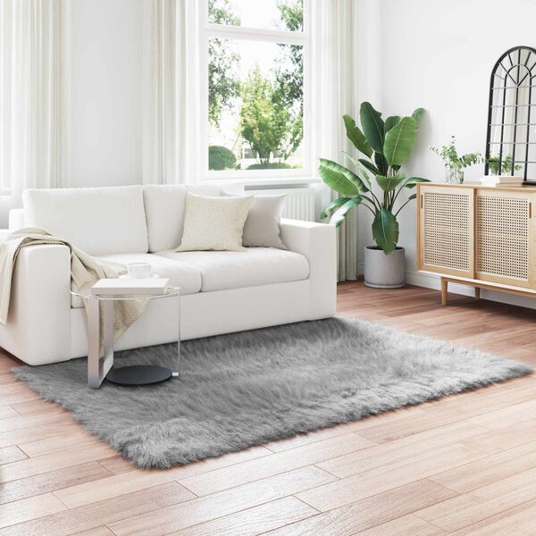 vidaXL Dirbtinio avikailio kilimas Tafalla Pilka 140 x 200 cm