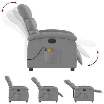 vidaXL Elektrinis masažinis krėslas, šviesiai pilkas, audinys